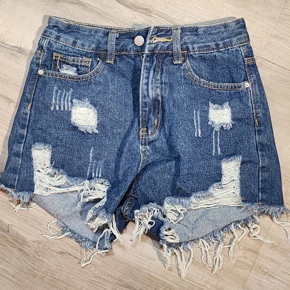 SHEIN Pants - SHEIN Blue Jean Shorts High-Waisted Distressed
